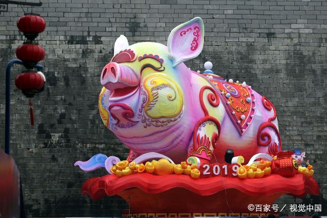 5米高巨型"猪猪灯"亮相南京夫子庙 憨态可掬引围观